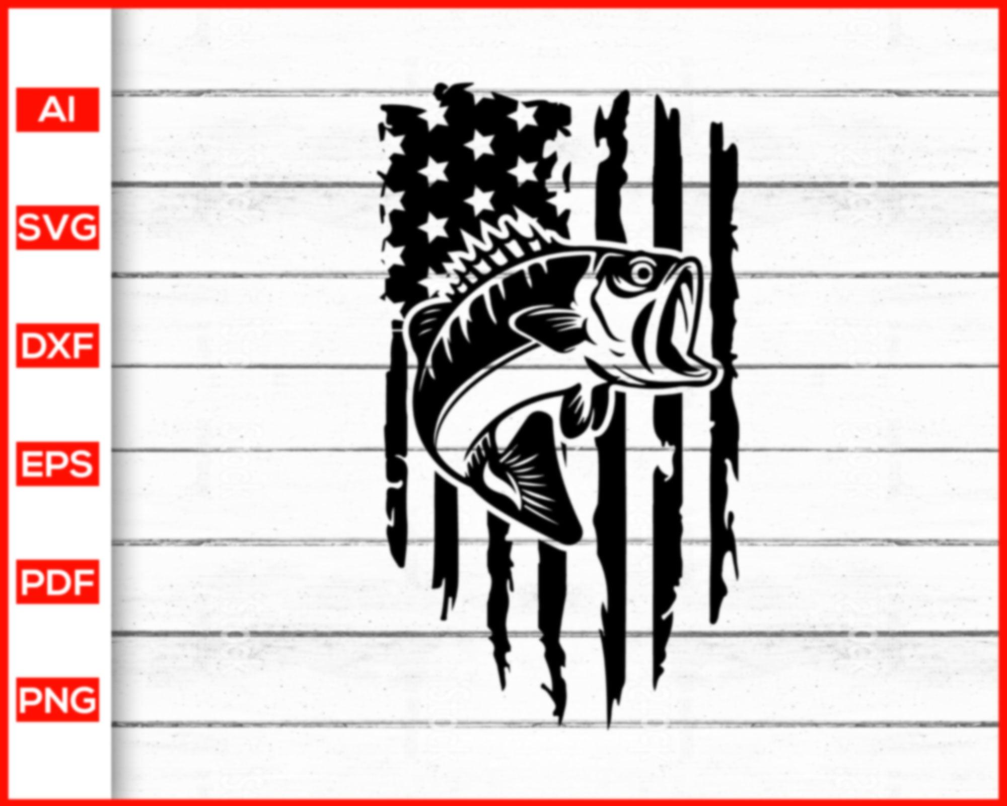 Distressed Fishing American Flag Svg Us Bass Fish Svg Bass Fishing S